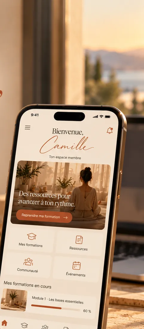 Espace membre d'une formation : ressources, communauté et événements